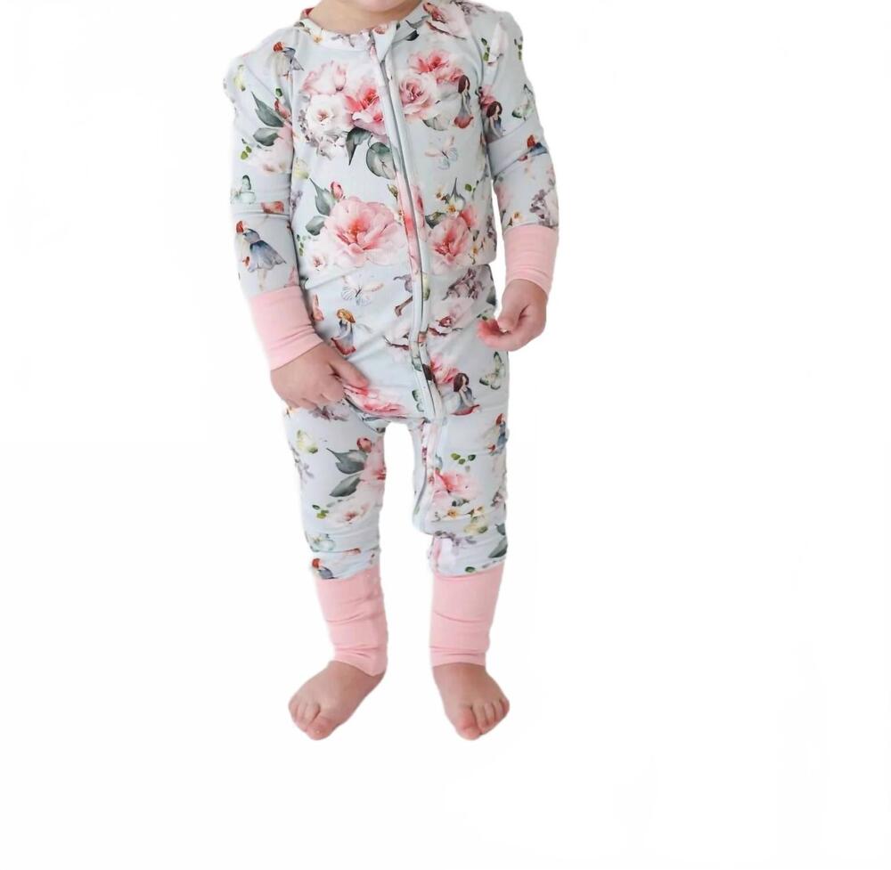 NEW POSH PEANUT baby girls melinda convertible one piece footies in blue